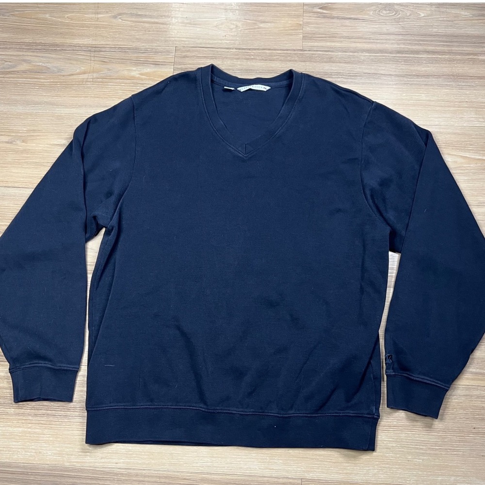 Cutter & Buck Mens V-Neck Sweatshirt Pullover Navy Blue Medium